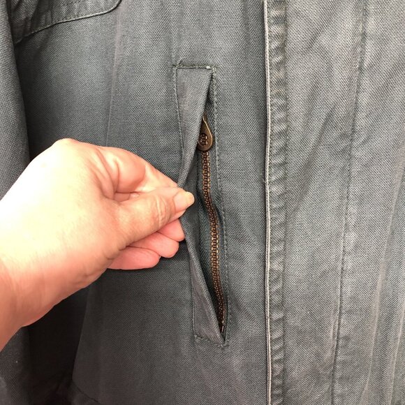 Towne By London Fog Forrest Green Canvas Barn Chore Parka Coat Jacket Sz XL Long - Picture 9 of 13